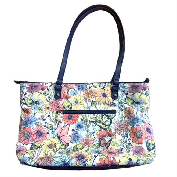 Sakroots Boho Spring Butterfly Floral Woven Jute Tote Shoulder Bag - Picture 2 of 8